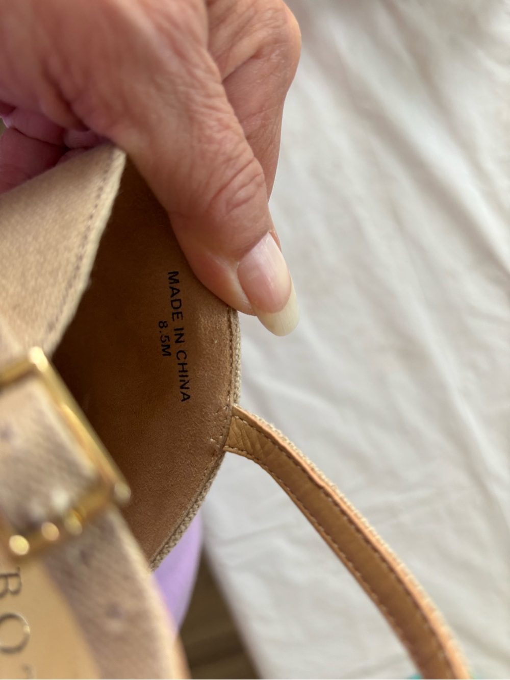 NWOT Talbots Tan Lurex Canvas Platform Wedge Sandals SZ 8.5 - Picture 11 of 14